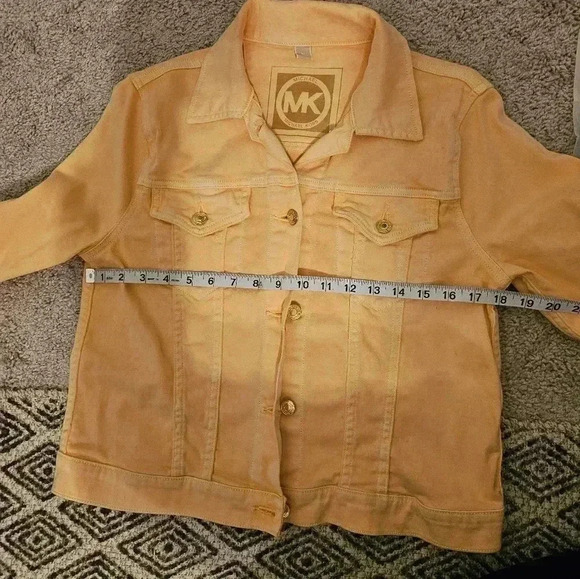 Michael Kors Peach Stretch Denim Jacket Gold Button Size M - Picture 5 of 5